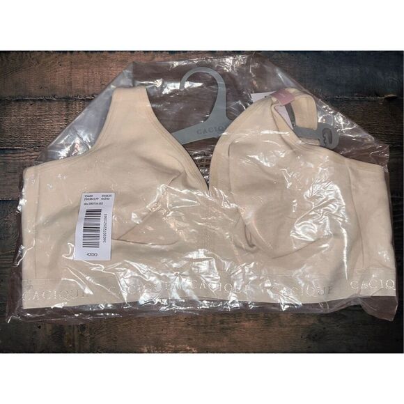 NWT Plus Size Cacique Wireless Full Coverage Unlined Tan Bralette Size 42DD - Picture 1 of 6